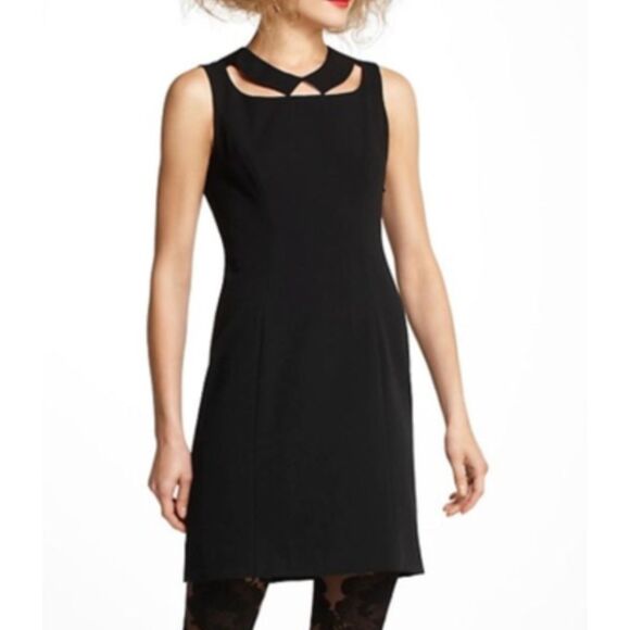 Anthropologie Dresses & Skirts - ~ Anthropologie 00 Cocktail Mini Dress Black Cutout Collar Lined Sleeveless XS
